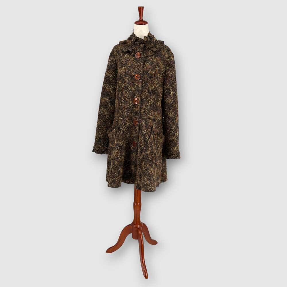 Vintage 600 West Textured Bouclé Button Front Coat Brown Wool Blend Size Large - Picture 7 of 7